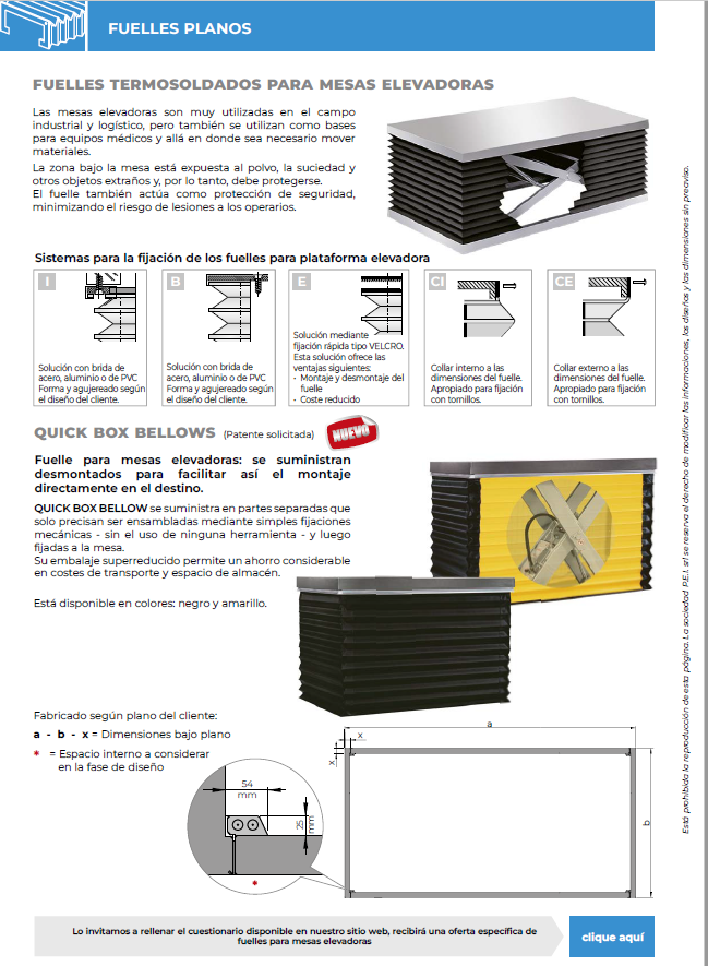 Fuelles de protección para plataformas elevadoras