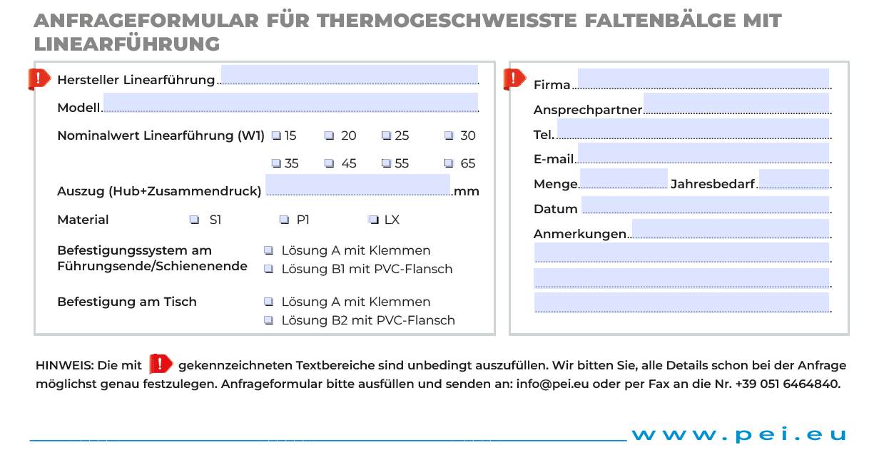 Thermogeschweißte Bälge für Linearführungen