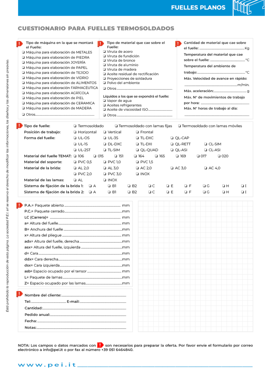 Protecciones de fuelles planas – sin lamas