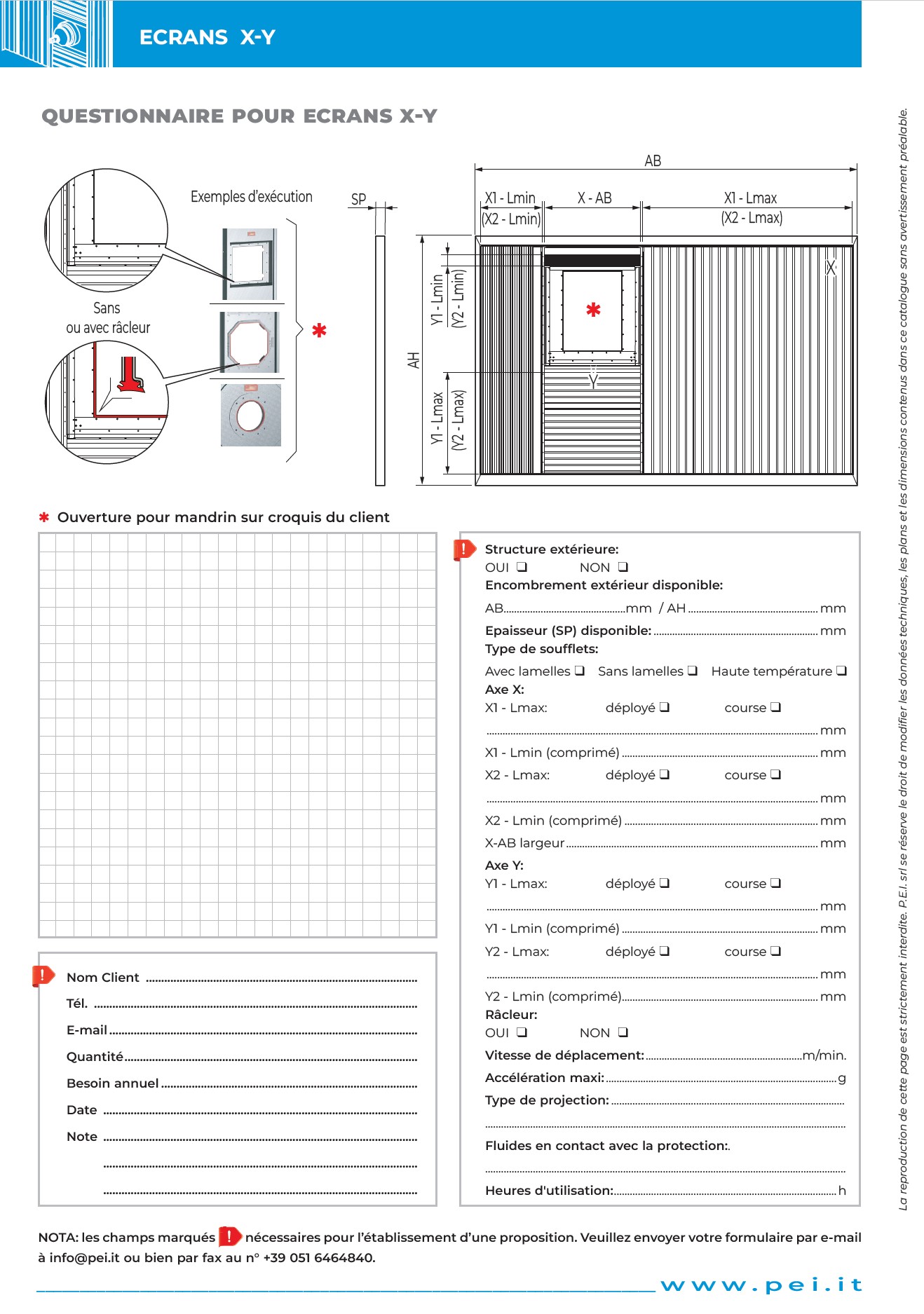 Soufflets X-Y avec lamelles