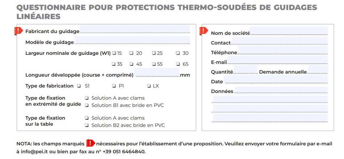 Soufflets soudés pour les guides linéaires