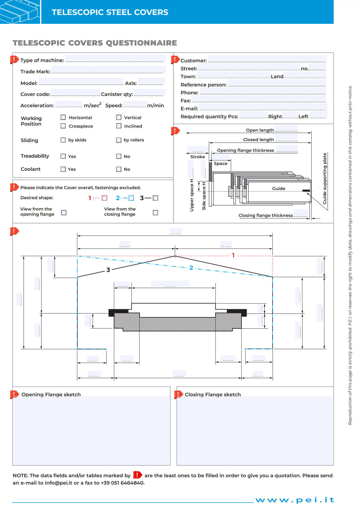 Standard telescopic steel covers