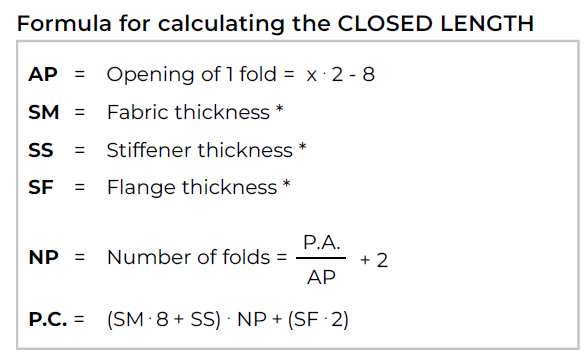 soffietti-formula-per-il-calcolo-del-pacco-chiuso-EN Flat protective bellows without laminations