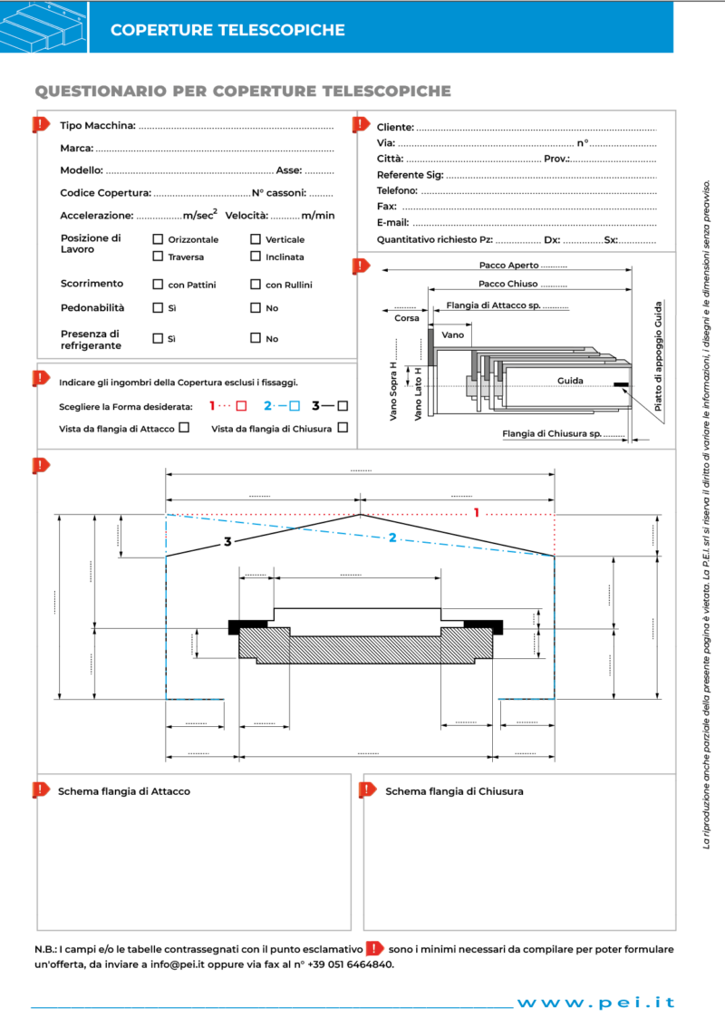 Coperture telescopiche standard