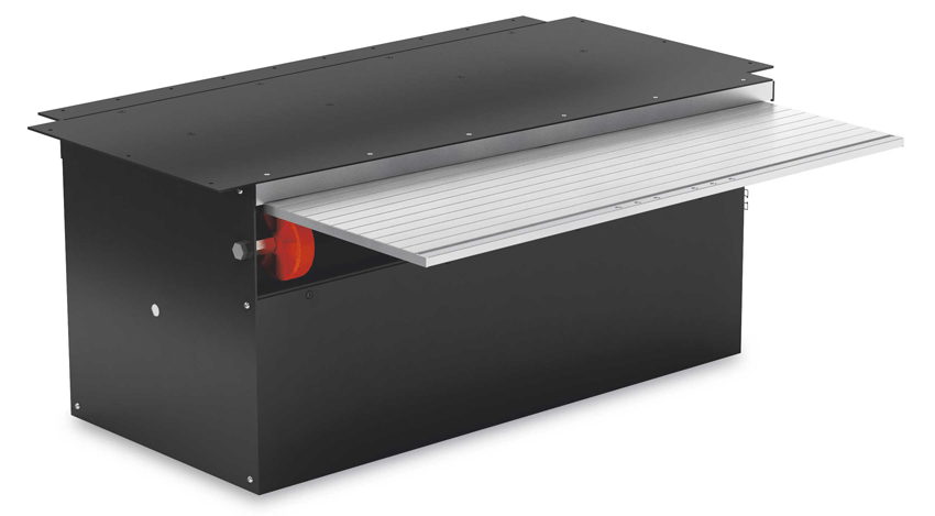 Walk-on roll-up covers for horizontal application